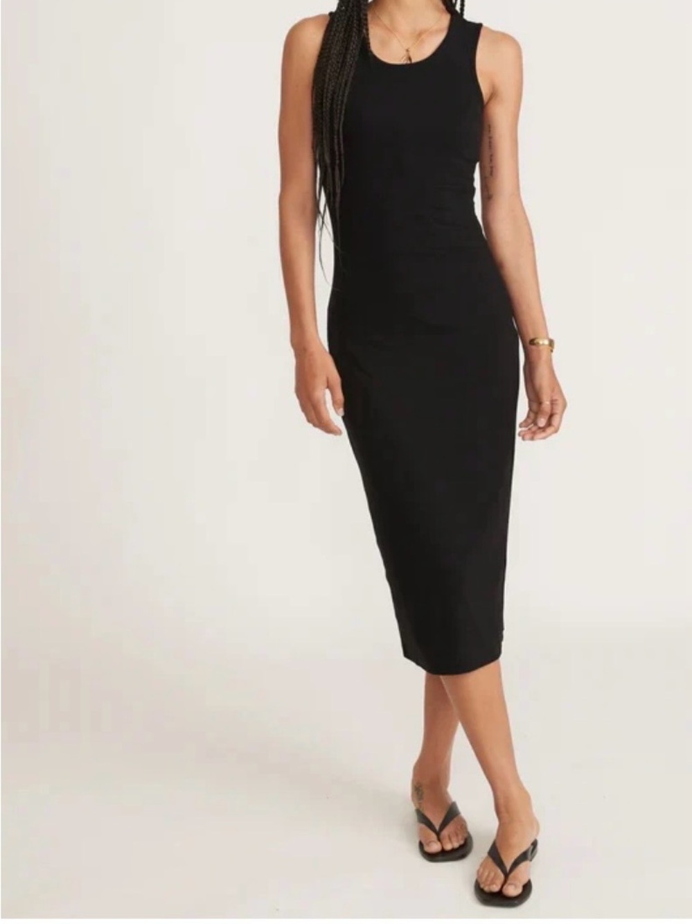 The Marine Layer Lexi Ribbed Knit Midi Dress Sleeveless Black small